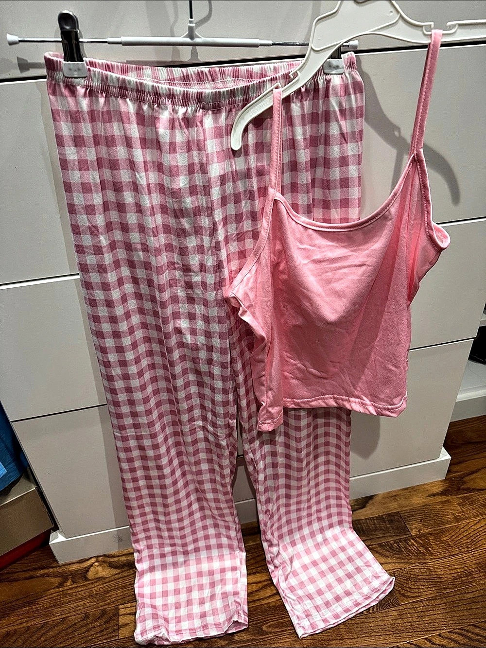 Pink Gingham Pajama Set Size Small Like New